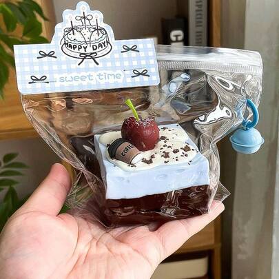 1pc Cherry Sea Salt Cake Squeeze Toy, Cute Dessert Shaped, Soft & Chewy Jelly Cream And Glutinous Rice Texture, Fun And Interesting, Ideal Desktop Companion, Stress Relief Tool, Elegant Decor, Perfect Gift For Birthday, Holiday And Valentine's Day