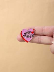 1/4件装 女孩力量爱心字母系列，合金油滴徽章服装配饰，趣味徽章，胸针，帽针，背包徽章，包包挂饰 - 彩色 - 查看 5