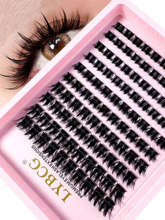 100 Stücke D-Curl Manga Wimpern-Cluster, Wischig-Cluster Wimpernverlängerungen, Puffy Einzelwimpern 9-16mm, wasserfest, natürliche Wimpernverlängerung zum Selbermachen, mit weichem dünnem Band für Partys, Festivals, Streifen-Wimpern, Wimpern, Wimpernverlängerungen, DIY Stachelige Fake-Wimpern-1