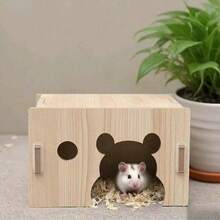 1pc Wooden Multi-Room Hamster Maze & Hideout - Provides Interesting Activity And Cozy Nesting For Your Pet - Multicolor - View 4