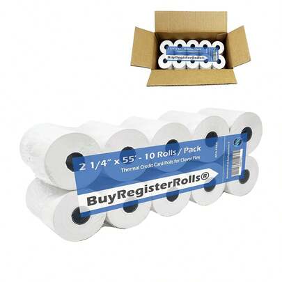 Clover Flex Receipt Paper 2 1/4 X 55 (10 Rolls - 55 GSM) Thermal Paper From