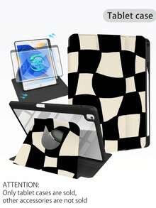 1 Sản phẩm, Ốp lưng máy tính bảng in HD hai mặt họa tiết caro đen trắng, tương thích với iPad 10/9/11 2025, với mặt lưng acrylic trong suốt, mẫu mới cho năm 2026, tự động bật/tắt màn hình, hỗ trợ nhiều góc độ với khe cắm bút, vật dụng cần thiết cho văn phòng và học tập, ốp bảo vệ không từ tính, và là món quà năm mới 2026. - Đen và trắng - Xem 10