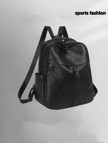 Unisex Fashion Casual Tote Backpack, Large Capacity Student Backpack, Travel Soft Cowhide Material Commuter Bag - Multicolor - View 1