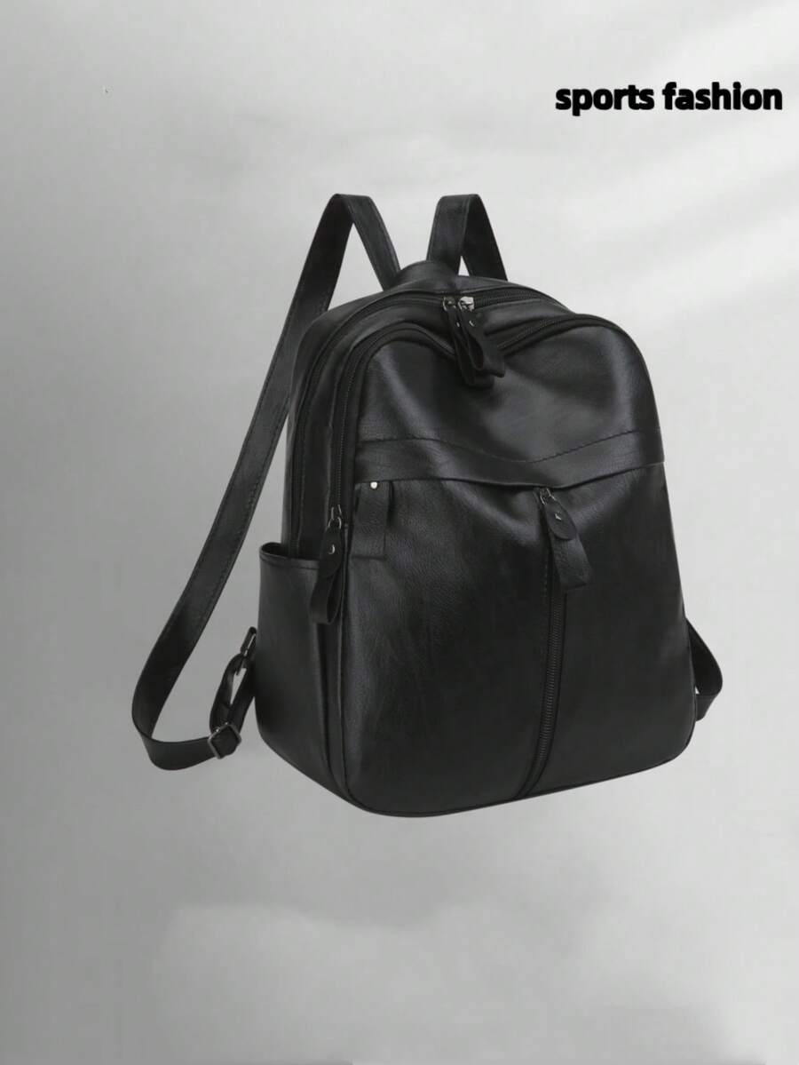 Unisex Fashion Casual Tote Backpack, Large Capacity Student Backpack, Travel Soft Cowhide Material Commuter Bag - Multicolor - View 1