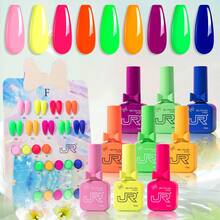 JR Set de 9 piezas de 15ml de esmalte de uñas en gel de colores, con botella y tapa con diseño de lazo para el Día de San Valentín, gel UV LED que se retira con remojo, regalo para las uñas de las niñas - Multicolor - Ver 12