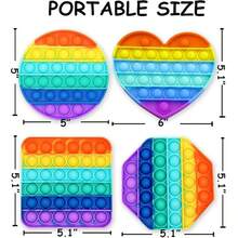 1/2/4PCS Rainbow Pop Fidget Toy, Bubble Sensory Toy For Kids And Adults, Stress Reliever, 4 Shapes Poppers-Heart, Circle, Octagon, Square Pressure Relieving - Multicolor - View 6