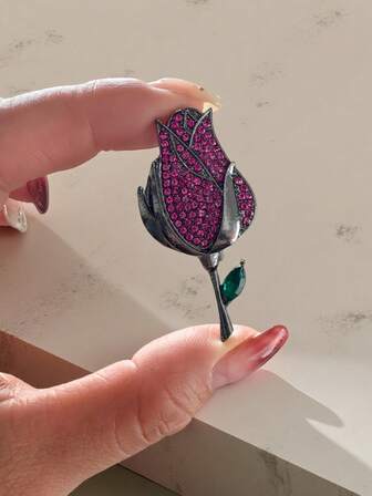 1개 패셔너블 빈티지 라인스톤 로즈 브로치, 모자, 옷, 바지, 신발, 일상복에 적합