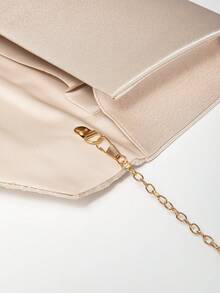 1 szt. Elegancka mała kopertówka w kolorze szampana, błyszcząca plisowana torebka na ramię z łańcuszkiem, modna torebka damska na łańcuszku, odpowiednia na imprezę, wesele, bal, kolację/bankiet, idealnie pasująca do sukni ślubnej, sukni wieczorowej, sukni balowej, sukienki urodzinowej