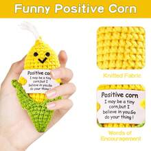 1件Hoedia手工制作情感泡菜礼物，情感黄瓜钩针玩偶励志礼物附赠卡片，可爱针织趣味支持泡菜土豆朋友…… - 彩色 - 查看 3