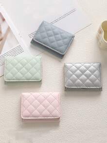 1个Linge三折钱包，可爱女士卡包，时尚刺绣线条，短款多卡零钱包，大容量多卡证件夹，学生多功能折叠钱包，拉链钱包，便携式卡包，一体式卡包，防水零钱包，适合作为节日/情人节礼物 - 彩色 - 查看 3