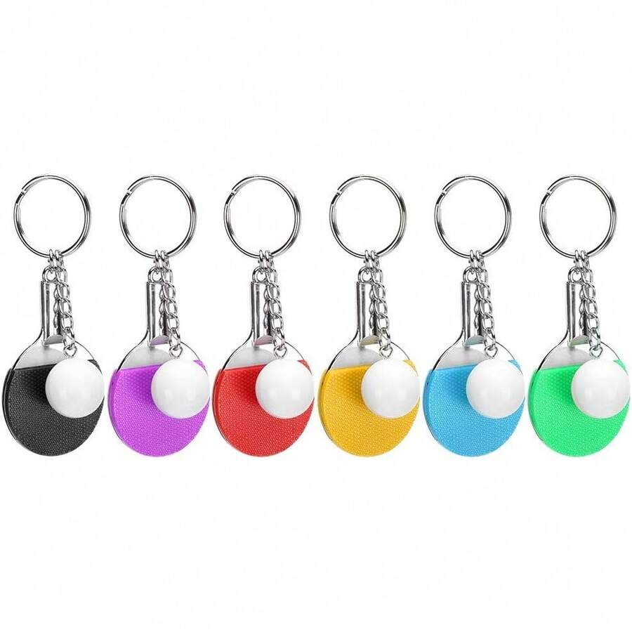 Llavero Deportivo de Tenis de Mesa, Mini Raquetas 6 Unidades, Ideal para o Colección, for Mochila y Accesorios Diarios - 1 - Ver 1