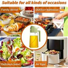 2-In-1 Glass Oil Dispenser And Sprayer - 1 Pack Round Shape - PVC Free - Machine Washable - Ideal For Cooking, Air Fryer, BBQ, Salad - Kitchen Oil Sprayer Bottle - Easy Grip Handle - Perfect For Cooking - Màu be - Xem 8