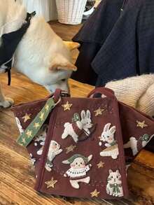 Korean Style Casual Rabbit Design Large Capacity Shoulder Tote Bag For Women, Suitable For Daily Outing, Commuting, Shopping - Multicolor - View 6