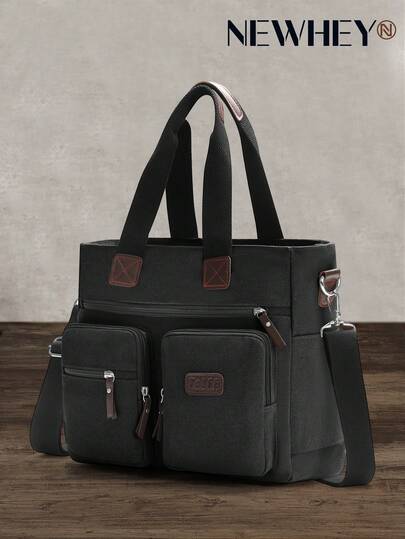 NEWHEY 15,6 tums herrlaptopväska, PU-läderhandväska med flera innerfickor, vattentät axelväska, fritidsväska, shopping, mode, dejting, resor, fest, arbete, julklapp, vattentät ryggsäck