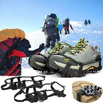 1 par de garras antideslizantes de 24 dientes para hielo y nieve - Cubiertas para zapatos aptas para senderismo, escalada, caminata, carrera y caza