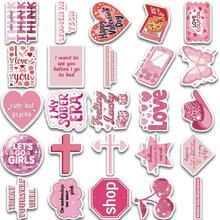 50pcs Pink Quotes Stickers, Decorate Phone Cases, Notebooks, Laptops, Water Cups, Waterproof Stickers - Multicolor - View 6
