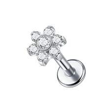 SWANJO 1 Stück modischer Titanium CZ Blumen Ohrstecker Piercing mit flachem Rücken, Tragus Helix Piercing Körperschmuck - TC092 - Übersicht 12
