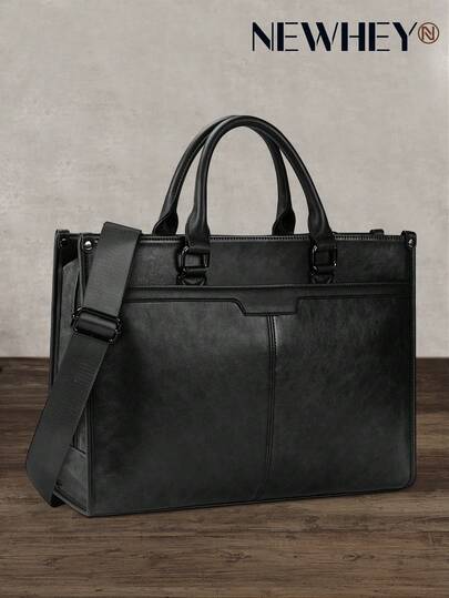 NEWHEY Business Briefcase For Men, Supports A4 Size, Waterproof, Can Stand Independently, Fits 15.6-Inch Laptop, Dual-Directional Multi-Pocket Large Capacity Briefcase For Job Hunting, Interview, Work, Laptop