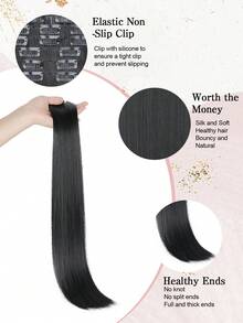 6片装夹式接发，20英寸隐形长款合成接发，外观自然，耐热纤维，适合女性和女孩日常或派对使用。 - 彩色 - 查看 3