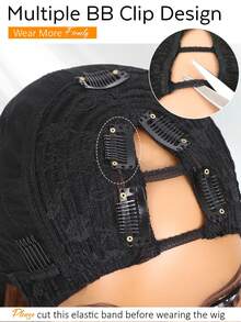 波浪Yaki U型假发 26英寸 合成V型半假发 适合自然卷曲直发 波浪长假发 无胶易戴(T1B/30) - 彩色 - 查看 7