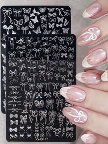 Cute Bow Pattern Nail Art Templates, Rose, Butterfly, And Leaf Nail Art Templates, Heart, Star, Moon, Lace, And Floral Print Nail Art Templates, Transfer Molds, Nail Art Tools, Nail Art Templates With Lace Bow And Ribbon Patterns, Used For Printing Patterns And Artistic Designs On Nails, Floral Garden Petal Nail Art Templates. - Multicolor - View 3