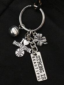 Breloc cu pandantiv baschet, 5 buc/set, cu slogan motivațional și pandantiv, pandantiv creativ pentru bărbați, accesorii pentru geantă de mașină, brelocuri sportive pentru sportivi și fani, cadou ideal pentru pasionații de sport, Crăciun, articole pentru fani, cadouri pentru spiritul de echipă, brelocuri tematice, material durabil, construcție robustă, cadou de petrecere.