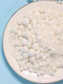 85g/3oz Chispas Blancas para Decoración de Pasteles, Cuentas Redondas de Tamaño Mixto para Decoración de Horneado, Adecuadas para Decoración de Pasteles de Boda, Decoración de Fiestas, Helados, Cupcakes, Galletas Horneadas, Decoración de Pasteles de Cumpleaños para Fiestas de Cumpleaños, Solo para Decoración - Multicolor - Ver 2
