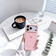 Ljusrosa hjärtdesignat flytande silikonskal - Mjukt och sött estetiskt stötsäkert skal kompatibelt med - Rosa - Visa 3