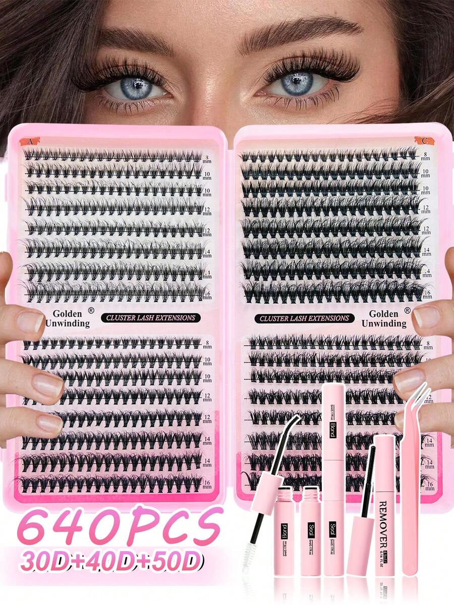 640 buc Gene False D-Curl, Machiaj Esențial DIY, Capacitate Mare, Moi și Naturale, Potrivite pentru Începători, Groase și Pufoase, Set de Gene Individuale, De Lungă Durată și Dense, Stiluri Mixte, Potrivite pentru Începători și Utilizare Zilnică, Aplicabile pentru Nunți, Petreceri, Cosplay și Festivaluri de Muzică (80D/100D/50D/60D/30D/40D) - Multicolor - Vizualizare 1