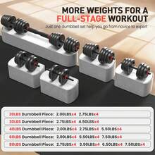 FLYBIRD Adjustable Dumbbells Set, 20/30/40/60/80lbs Free Weight Set With Connector, 2 Or 3 In 1 Dumbbells Set Used As Barbell, Kettlebells, Fitness Exercises For Home Gym Suitable - màu đen - Xem 7