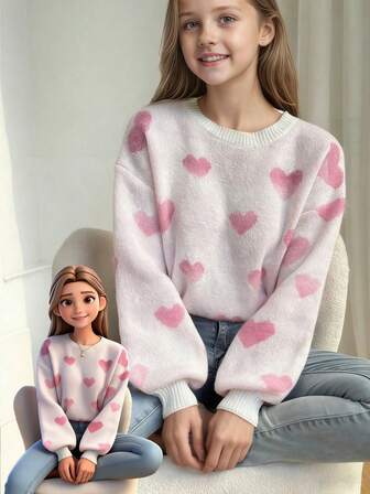 1 st. tjock, avslappnad pullover för flickor, bekväm och varm för höst/vinter, mjuk och mysig enfärgad tröja - perfekt för varma dagar och kalla nätter