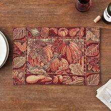 Colección de Cosecha de Otoño de HomeCrate, Juego de 4 manteles individuales con diseño de calabazas y hojas de otoño, 13" x 19" - calabaza - Ver 6