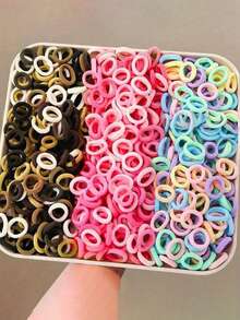 300pcs/Pack Mixed Color Elastic Hair Ties, High Stretch No-Damage Hair Bands