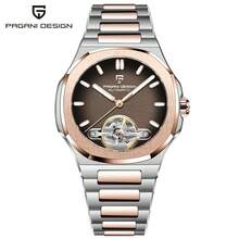 PAGANI DESIGN 2025 新款男士自动机械腕表，蓝宝石玻璃表镜，商务风格，陀飞轮设计，不锈钢材质，防水，型号 PD-YS025
