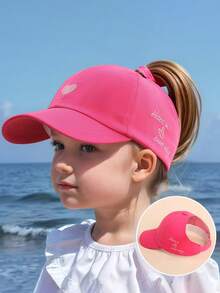 1pc Adjustable Children's Baseball Cap With Heart Embroidery, Suitable For Daily Wear, Outdoor Sports, Beach Vacation, Sun Protection, Fits Ages 3-8 Years, Spring/Summer - Multicolor - View 10