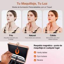 Estuche de Maquillaje de Viaje 2 Capas con Espejo y LUZ LED-Cosmetiquera Profenal De Belleza gran capacidad,estuche de maquillaje cuadrado, Ideal Regalo de Navidad para Mujeres - Champán - Ver 5