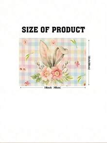 1pc/2pcs/4pcs Colorful Easter Bunny & Floral Checkered Print Placemat, Charming Cottage-Style Polyester Rectangle Table Mat With Bright Flower Ornaments & Bunny Ear Design – Easy-Clean Non-Slip Table Pad For Easter Festivities, Adult Birthday Dinners, Spring Outdoor Meals & Daily Home Use, Great Gift For Friends - Multicolor - View 16