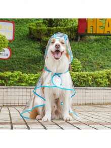 可爱透明宠物雨衣，全身防水狗狗雨披，中小型犬防风防护服，萌宠遛狗装备 - 藍色 - 查看 1