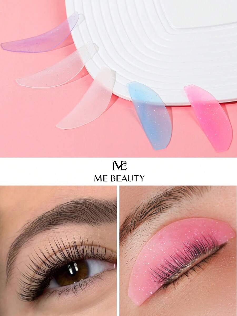 1 Pair Self-Adhesive Eyelash Lift Pads, Ultra-Thin Eyelash Softening Pads For Eyelash Straightening And Lifting, Reusable Silicone Eyelash Rods For Eyelash Curling - Multicolor - View 1