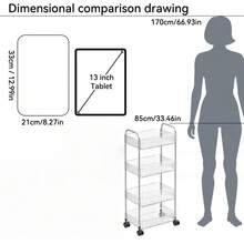 1 件装 2/3/4 层滚动推车，透明多功能储物推车，带把手和轮子，移动式收纳架，适用于办公室、浴室、厨房和客厅，透明实用推车，家居收纳 - 無色 - 查看 13
