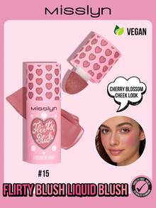 MISSLYN-Flirty Blush Liquid Blush, 1pc, High Pigment Liquid Blush In Cutie Shade, Long-Lasting Color, Brightens Complexion, White-Based, Matte/Dewy Finish, Heart-Shaped Gift, Winter Essential, Brand Makeup, Facial Makeup, Suitable For Women & Girls, Perfect For Winter, Y2K Style, Fashionable, Birthday Gift, Best Gift, Valentine's Day Gift, Party Essential, New Year Gift, Best Color, Cruelty-Free & Vegan - #15 - Xem 1