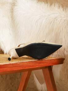 Giày cao gót mũi nhọn cổ thấp thời trang, đa năng, giày công sở sành điệu dành cho nữ, giày bít mũi thấp thanh lịch cho quý cô. - Màu be - Xem 7