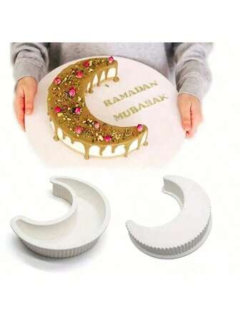 1/2 piezas Molde para pasteles de luna, Molde de silicona para tartas mousse, Método de horneado, Molde para postres, Molde para chocolate, Molde para hornear pan y pizza, Herramientas de cocina, Artesanía de cocina lunar y herramientas de horneado para la celebración de la luna de ayuno, Eid Mubarak, Ramadán
