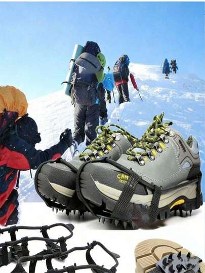Heavy-Duty 24-Tooth With System - -Terrain Traction For Snow & Ice Suitable For Winter, - Outdoor Activities On Icy Surfaces, Sidewalks, Driveways - Suitable For Hiking, Rock Climbing, Walking, Running And Hunting,Heavy Duty Anti-Slip Ice Grips