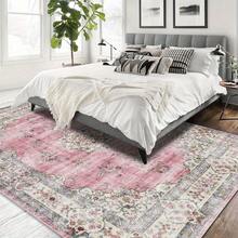 Pink Floral Vintage Pattern Area Rug Washable Rug Vintage Traditional Floor Cover Foldable Thin Retro Accent Indoor Non Slip Carpet Print Mat Bedroom Living Room Bathroom Home Decor Large Carpets Dining Room Rug Kitchen Rugs For Entryway - A - Xem 4