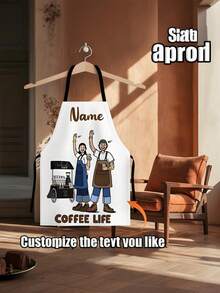 [ Customization ] 1 Customized Digital Item Name. Text. Logo. Printed Pattern Apron, Kitchen Workwear, Catering Apron, Polyester Kitchen Apron, Solid Color Woven Cooking Apron, With Pockets, Used For Kitchen Tools And Pens, Valentine's Day Gift