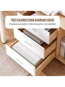 Armario Archivador De Oficina Conruedas Y 1 Puerta 3 Cajones - Marrón - Ver 4