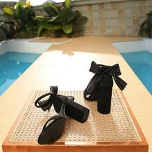 Women's French Style Sandals, Mid-Heel Chunky Heel Strap New Design, Pointed Toe, Black, Versatile, Fairy-Like, Lady-Like, Casual, Non-Abrasive - Black - View 5