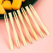 100/200/300pcs Appetizer Bamboo Skewers, Toothpicks, Cocktail Sticks, Snack Skewers, Natural Wooden Sticks, Suitable For Fruit, Cooked Food - Mini Food Skewers, Party Supplies For New Year, Ramadan, Wedding, Birthday - Multicolor - View 4