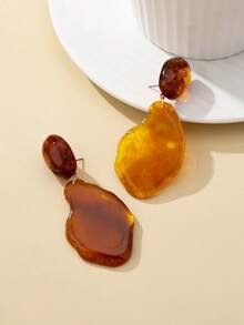 1 Đôi bông tai mặt dây chuyền bằng nhựa kiểu cổ điển, bất đối xứng, trang sức cá tính, độc đáo, phù hợp để đeo hàng ngày, đi nghỉ mát hoặc hẹn hò. - màu nâu - Xem 2